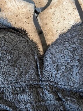 AERIE Lace Bralette Cami in Charcoal Gray - Women Intimates